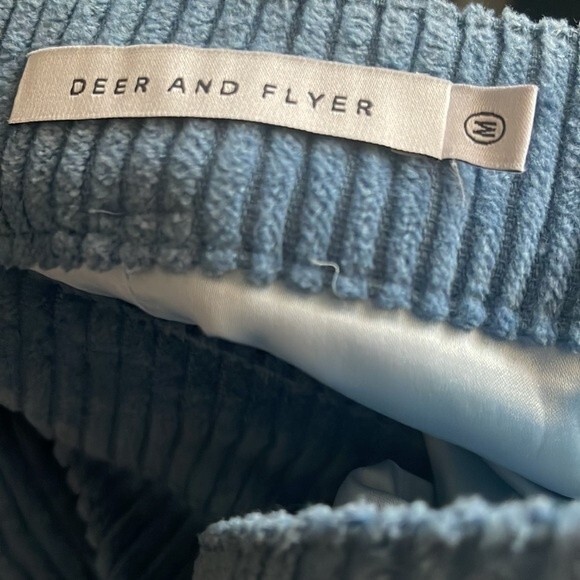 Deer and Flyer Light Blue Corduroy High Waist Cargo Utility Midi Wrap Skirt M - Picture 5 of 16